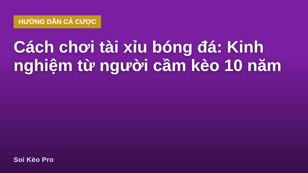 Cách chơi tài xỉu bóng đá: Kinh nghiệm từ người cầm kèo 10 năm
